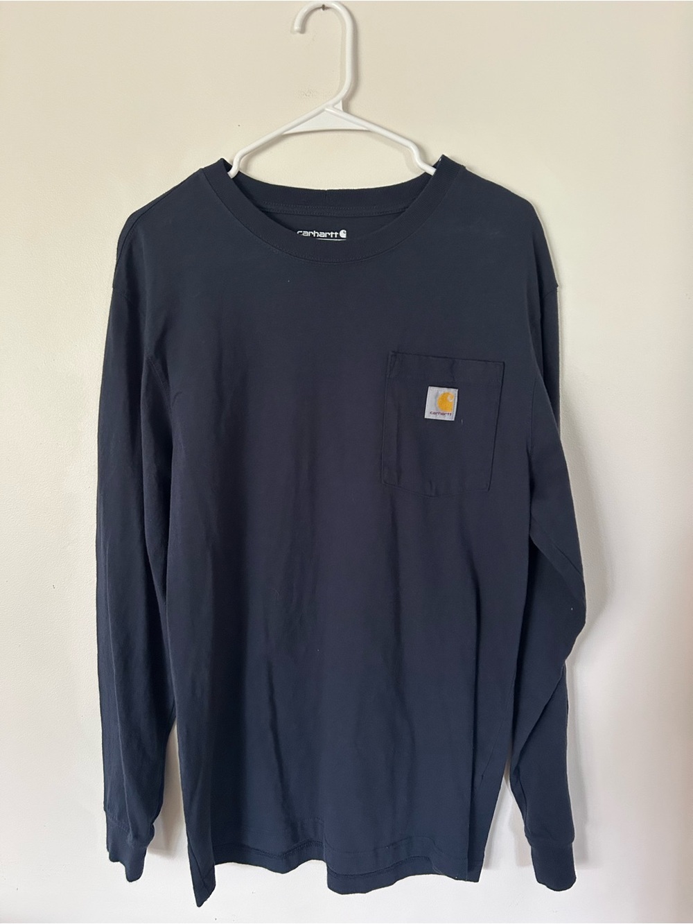 Loose Fit HW Long Sleeve Pocket Dog Graphic T-Shirt - Navy Small
